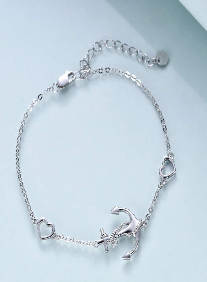 LUHE Anchor Bracelets for Women Sterling Silver Jewelry Adjustable Chain Bracelet Jewelry Gifts for Women - Image 2