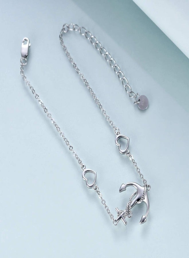 LUHE Anchor Bracelets for Women Sterling Silver Jewelry Adjustable Chain Bracelet Jewelry Gifts for Women - Image 3