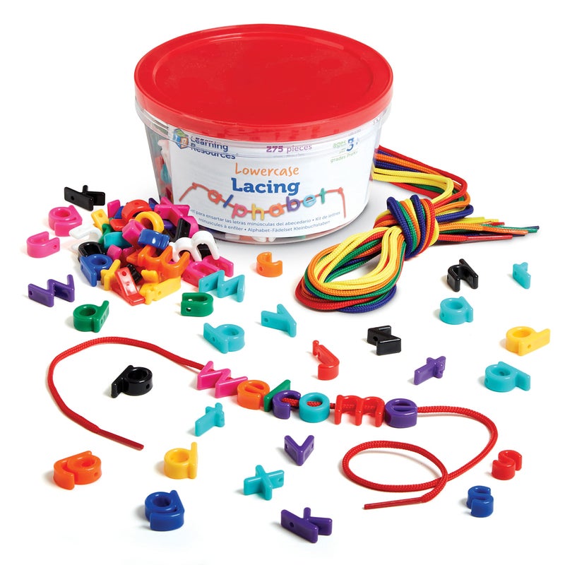 Learning Resources Learning Resources Lowercase Lacing Letters - 275 Pieces, Ages 3+, Toddler Alphabet Learning Toys, Letter Beads for Kids, Homeschool Supplies, Alphabet Beads, Early Spelling,Back to School Supplies - Image 1