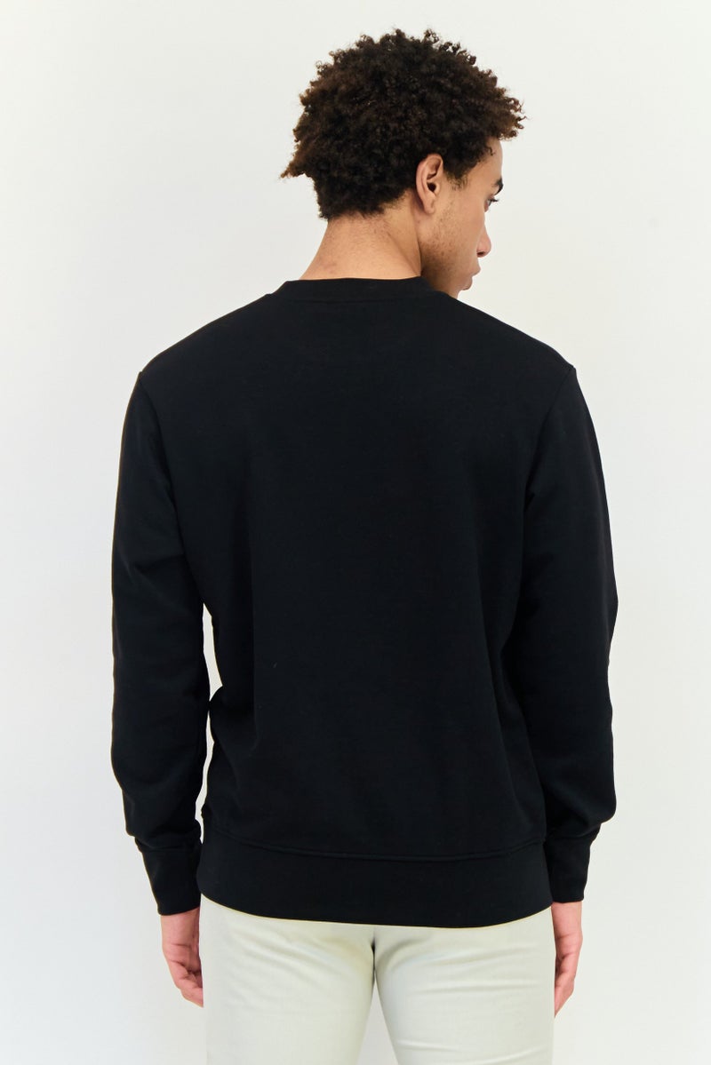 833 POLICE Men Crew Neck Brand Logo Long Sleeves Sweatshirt, Black - Image 3