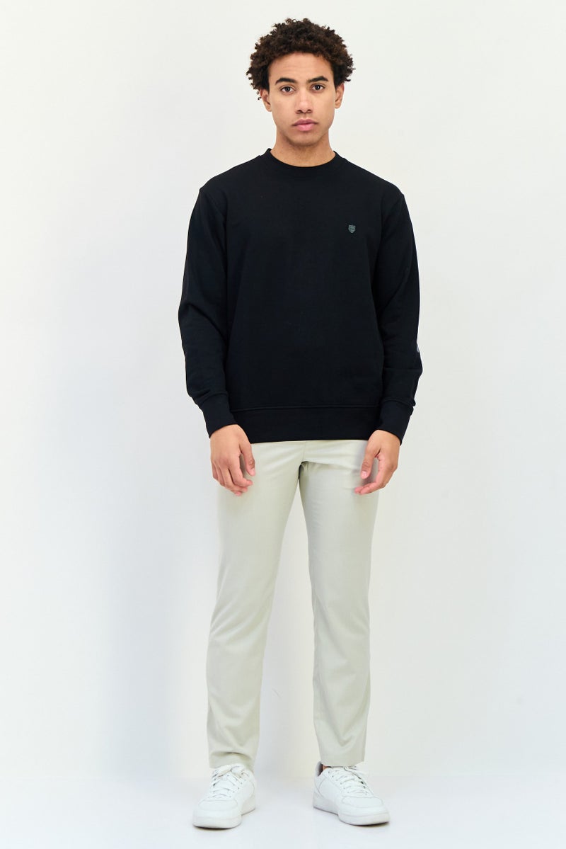 833 POLICE Men Crew Neck Brand Logo Long Sleeves Sweatshirt, Black - Image 4