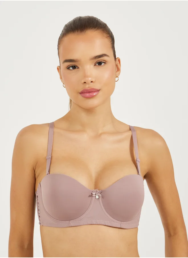 Styli Pack of 2 - Padded Wired Criss Cross Wing Detail T-Shirt Bra