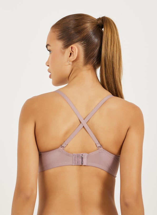 Styli Pack of 2 - Padded Wired Criss Cross Wing Detail T-Shirt Bra - Image 3