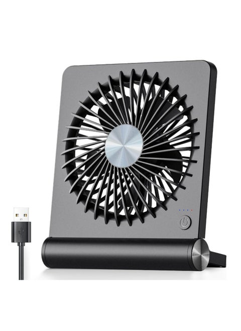 Strong Wind Ultra Quiet Small Desk Fan 220° Tilt Folding 3 Speeds Adjustable USB-C Corded Powered Personal Fan for Home Office Desktop