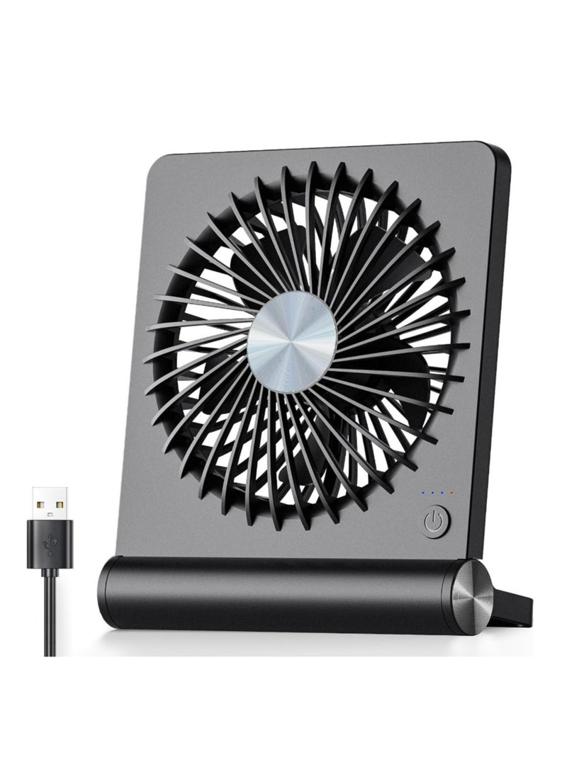 Strong Wind Ultra Quiet Small Desk Fan 220° Tilt Folding 3 Speeds Adjustable USB-C Corded Powered Personal Fan for Home Office Desktop