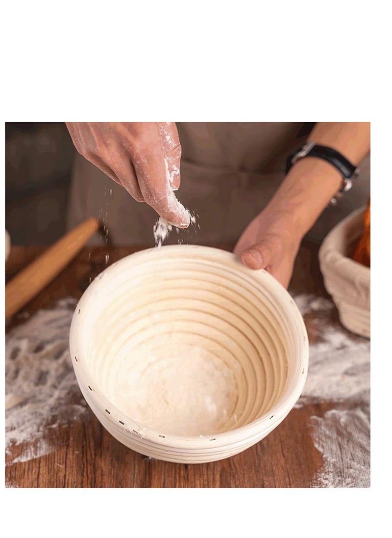 2 Pack Bread Proofing Basket, Handmade Sourdough Proofing Basket, Natural Rattan Dough Bowl with Cloth Liner, for Artisan Bread Making for Home Bakers (9''+10'', Round)