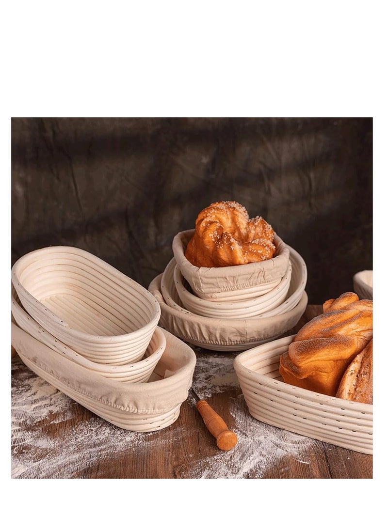 2 Pack Bread Proofing Basket, Handmade Sourdough Proofing Basket, Natural Rattan Dough Bowl with Cloth Liner, for Artisan Bread Making for Home Bakers (9''+10'', Round)