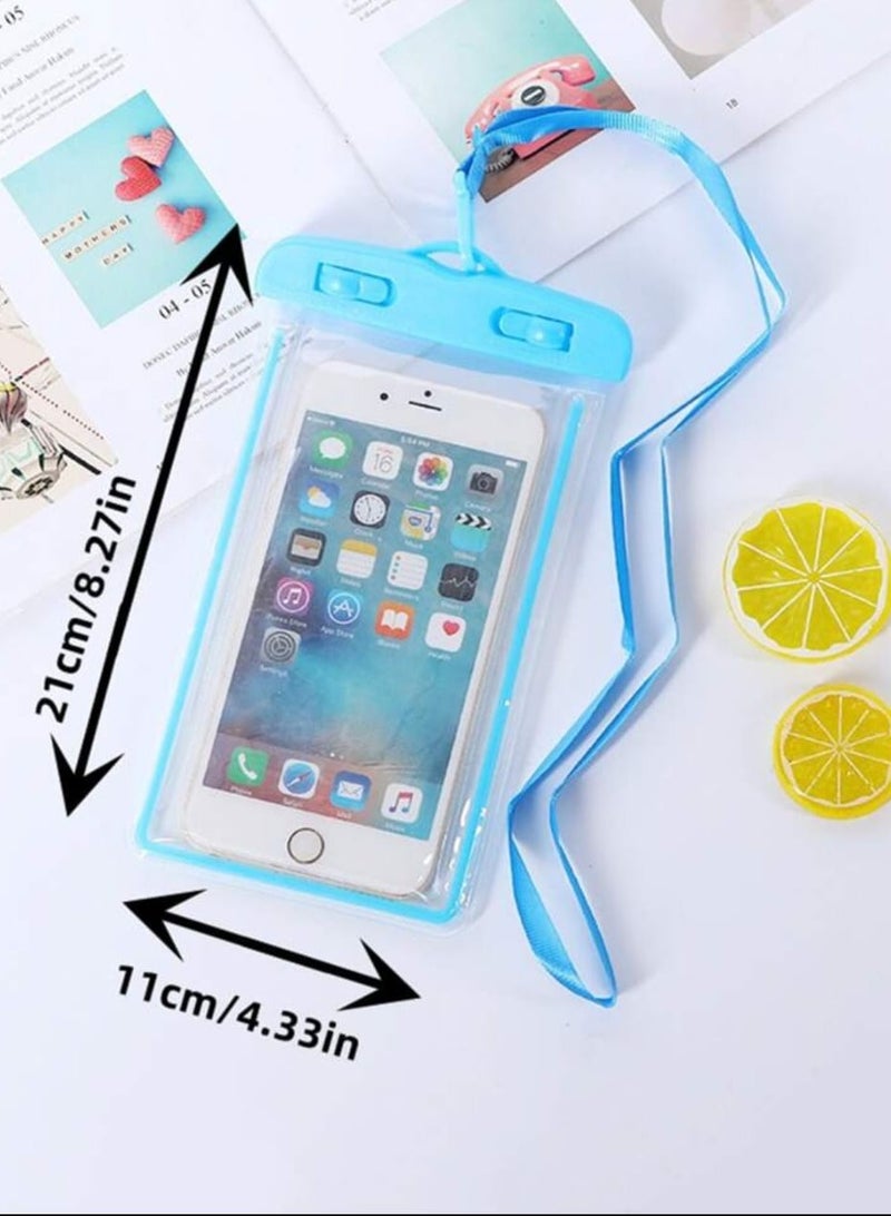Waterproof Phone Case, Waterproof Airbag Case, Mobile Protection Case for Swimming Pool, iPhone Case Protects from Water, Swimming Phone Case, 1 Case to Protect Phone During Swimming, Sea, Water Parks, and Diving, High-Quality Bag for Waterproof Phone Protection, Case Allows Phone Usage Underwater, Waterproof Case, iPhone Waterproof Protective Cover, Water Protection Case Suitable for Phones like iPhone, Android, Samsung, Huawei, Waterproof Case for Smart Devices - Blue Color. - Image 1