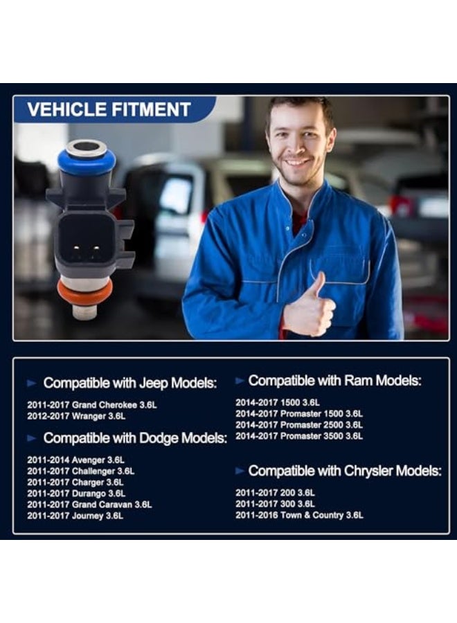 HiSport Fuel Injector 0280158233 5184085AD 6 PCS Compatible with Jeep Dodge RAM 2011-2019 3.6L - Image 2
