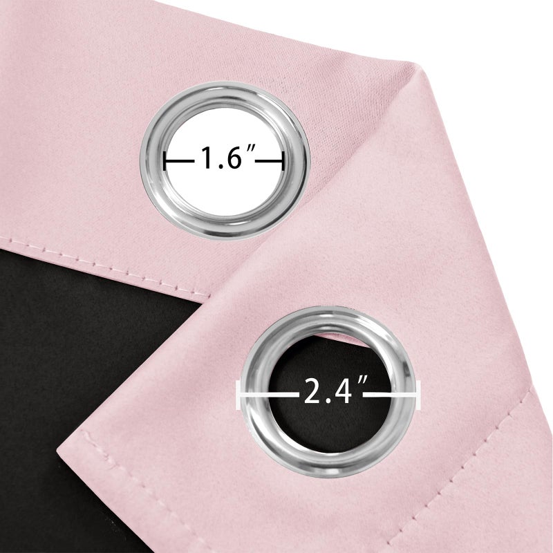 LEMOMO 100% Blackout Curtains 52 x 84 Inches Long Thermal Insulated Baby Pink Curtains with Black Liner Set of 2 Panels for Nursery Room - Image 5