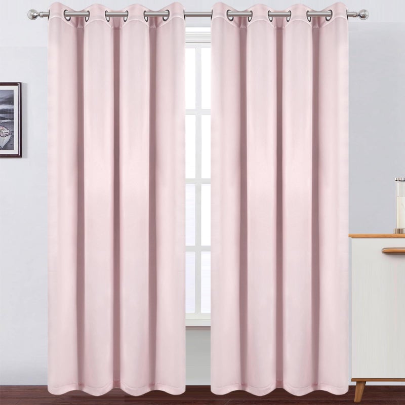 LEMOMO 100% Blackout Curtains 52 x 84 Inches Long Thermal Insulated Baby Pink Curtains with Black Liner Set of 2 Panels for Nursery Room - Image 2
