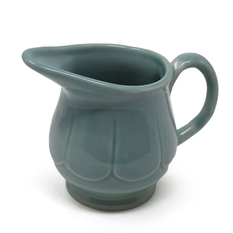 The Himalayan Goods Company The Himalayan Goods Company Stoneware Ceramic Creamer Milk Jug Oil Pourer Dispenser 325ml Green  - Image 2