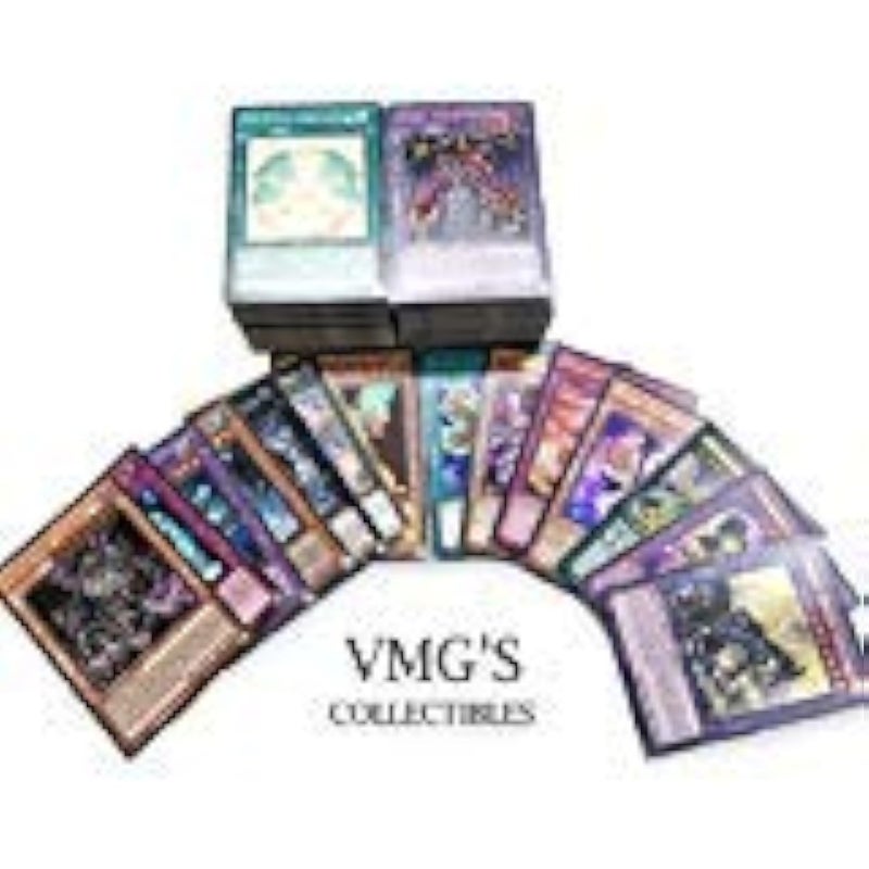 YU-GI-OH! 200 Mixed Trading Card Lot (150 Commons, 50 Rares, No Duplicates, Holos Included, Near Mint)