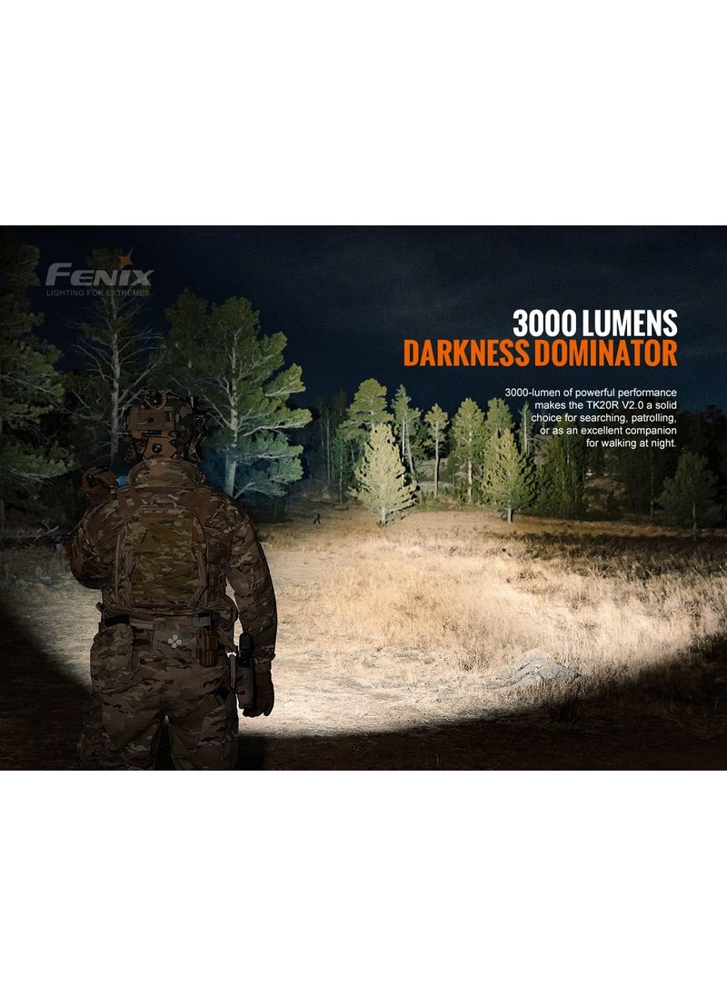 fenix Fenix TK20R V2 Rechargeable 3000 Lumen LED Tactical Flashlight with 5000mAh Rechargeable Battery USB Charging Cable and EdisonBright Battery Carrying case Bundle  - Image 4