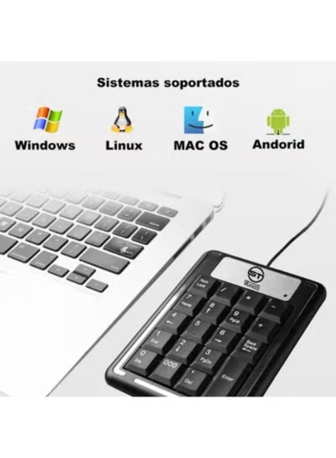 سكاي تيك لوحة مفاتيح حاسبة صغيرة للابتوب بمنفذ USB، لوحة مفاتيح رقمية صغيرة بمنفذ USB. - Image 2