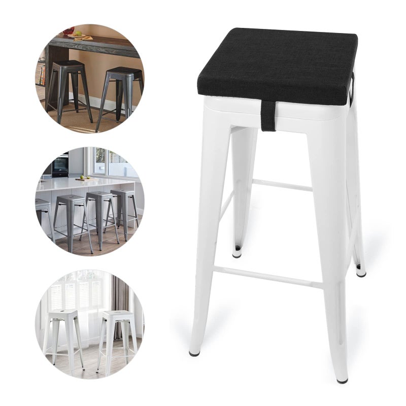 Tromlycs Tromlycs Bar Stool Cushion Square 12x12 Chair Seat Cushion Textured Barstool Pad with Ties  1 Piece  12 inches  Black - Image 2