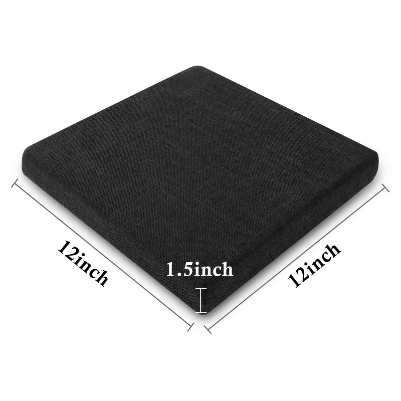 Tromlycs Tromlycs Bar Stool Cushion Square 12x12 Chair Seat Cushion Textured Barstool Pad with Ties  1 Piece  12 inches  Black - Image 3