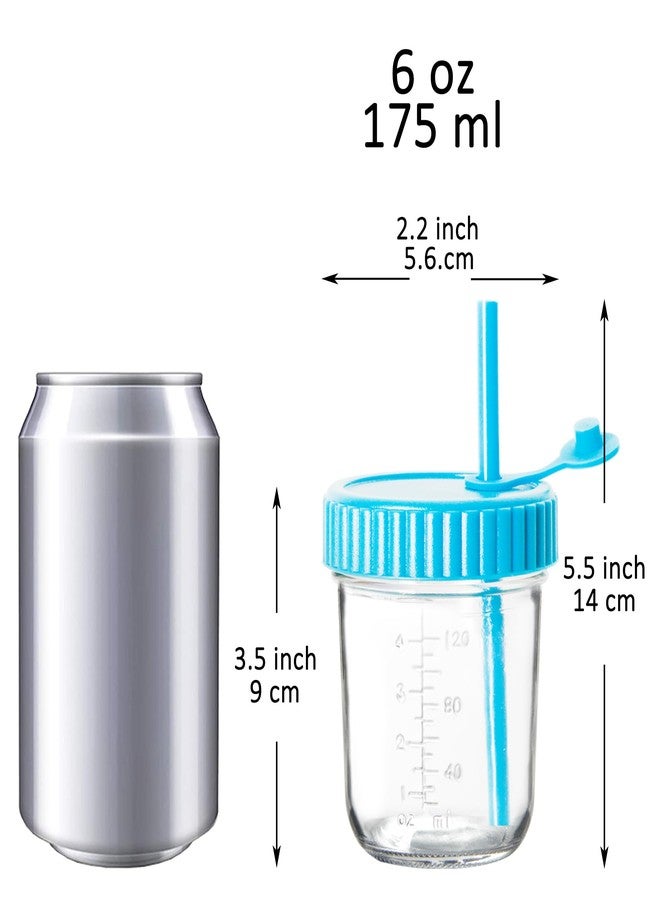 Youngever 8 Pack Kids Glass Jars With Straws, 6 Ounce Cups for Toddler, Mason Jars With Airtight Lids (8 Rainbow Colors) - Image 2