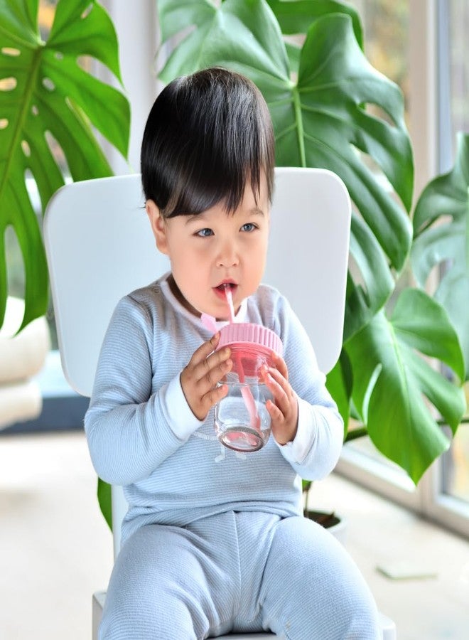 Youngever 8 Pack Kids Glass Jars With Straws, 6 Ounce Cups for Toddler, Mason Jars With Airtight Lids (8 Rainbow Colors) - Image 5