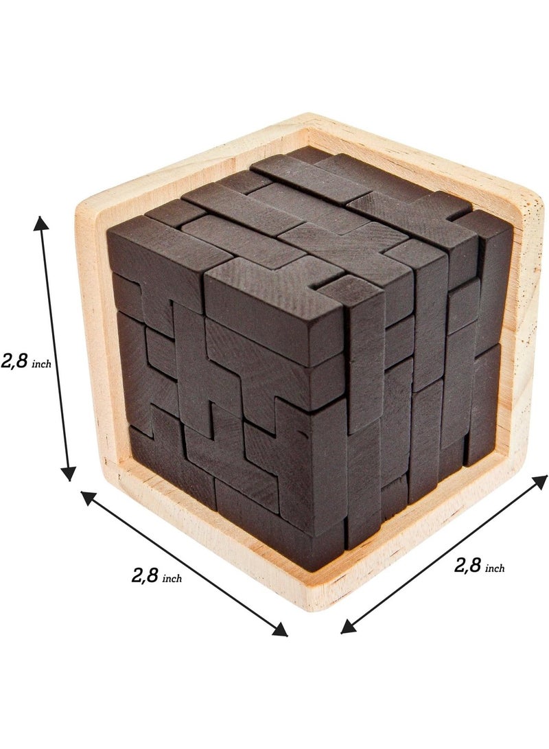 SHARP لعبة ألغاز دماغية خشبية ثلاثية الأبعاد الأصلية لبناء مهارات العبقرية - قطع على شكل حرف T. لعبة تعليمية للأطفال والبالغين. استكشف الإبداع وحل المشكلات. هدايا لألغاز المكاتب. - Image 2