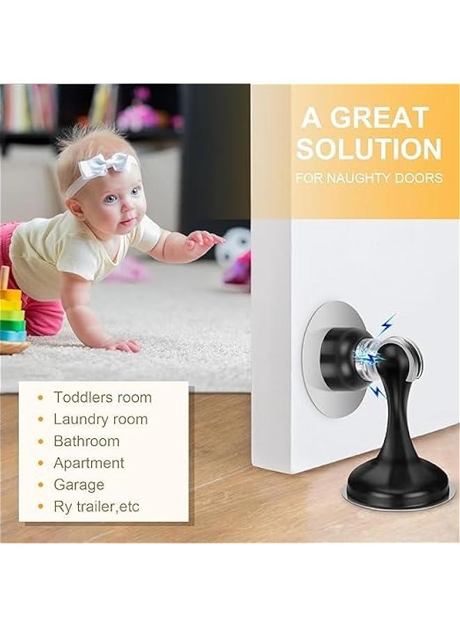 HOOKOR Magnetic Door Stoppers 2 Pack, Stainless Steel Door Stops for Wall and Floor Mounting, Door Holder Keep Door Open, No Drilling Door Stop with 3D Adhesive Tapes (Black) - Image 5