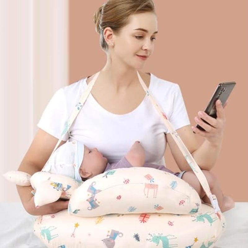 Nursing Pillow for Breastfeeding, Ergonomic Baby Feeding Support Cushion with Removable Washable Cover, Soft Comfortable Maternity Pillow for Mom and Newborn - Image 4