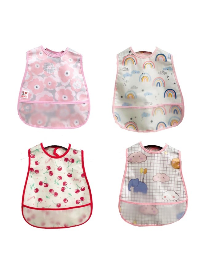 Baby Bibs Waterproof Set of 4, Cotton & EVA, Adjustable Snaps, 6-36 Months - Image 1