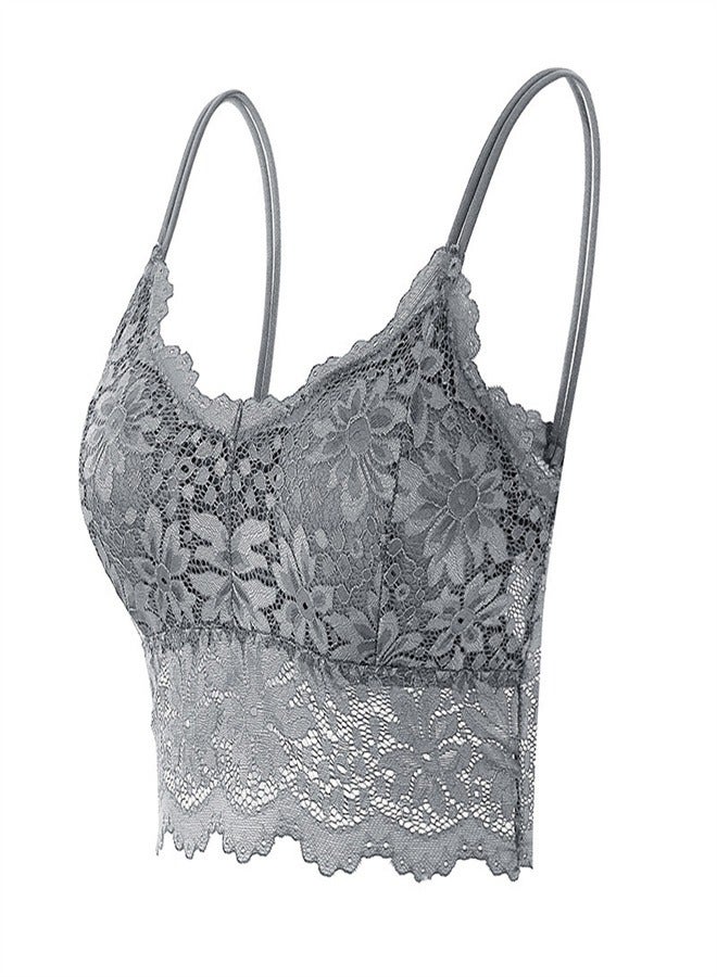Loquat Women's Lace Back Camisole Underwear Grey  - Image 1