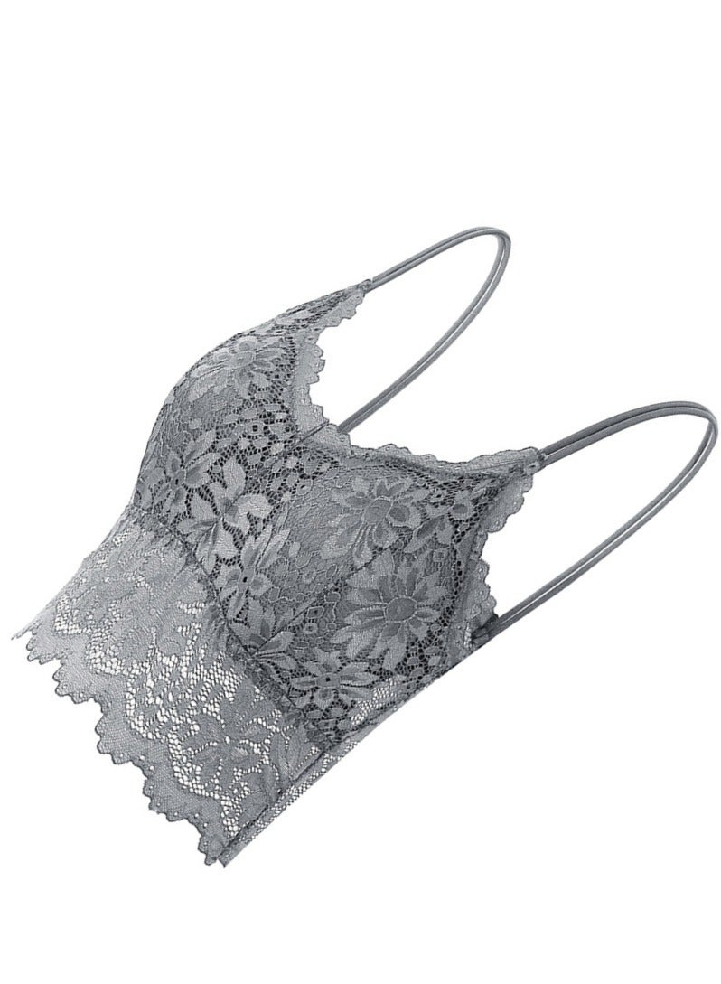 Loquat Women's Lace Back Camisole Underwear Grey  - Image 2