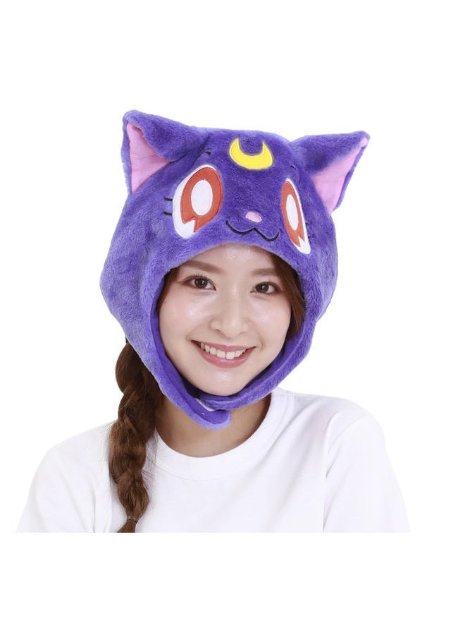 SAZAC Kigurumi Hat - Sailor Moon Luna - Cozy Costume Beanie Cap - Adult Size - Image 1