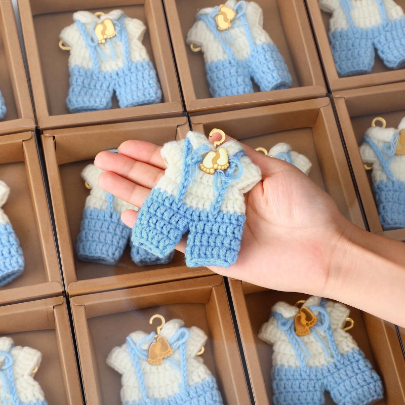 LemonRoad 15 Pcs Baby Shower Favors for Boy or Girl Baby Shower Prizes for Guests Sweater Refrigerator Magnet with Box Coat Hangers Acrylic Feet for Thank You Gifts Gender Reveal Baptism Party(Blue) - Image 1