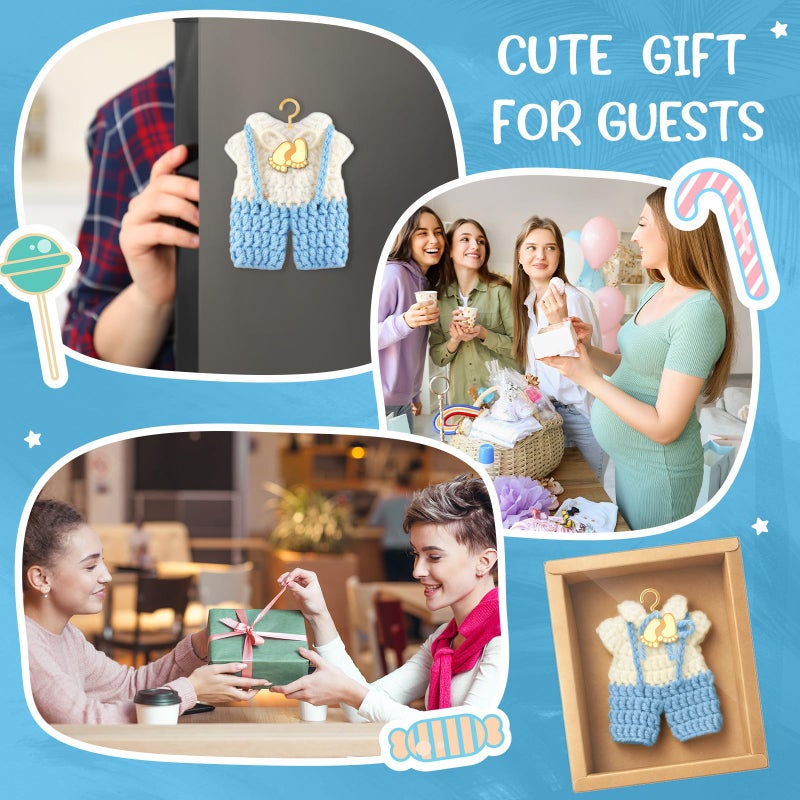 LemonRoad 15 Pcs Baby Shower Favors for Boy or Girl Baby Shower Prizes for Guests Sweater Refrigerator Magnet with Box Coat Hangers Acrylic Feet for Thank You Gifts Gender Reveal Baptism Party(Blue) - Image 5