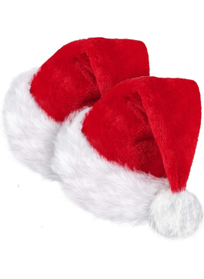SATINIOR 2 Santa Hat Christmas Cap Unisex Xmas Holiday Hat Bulk for New Year Party Supplies Christmas Decoration (red, 12.6 X 17.7 Inch) - Image 1
