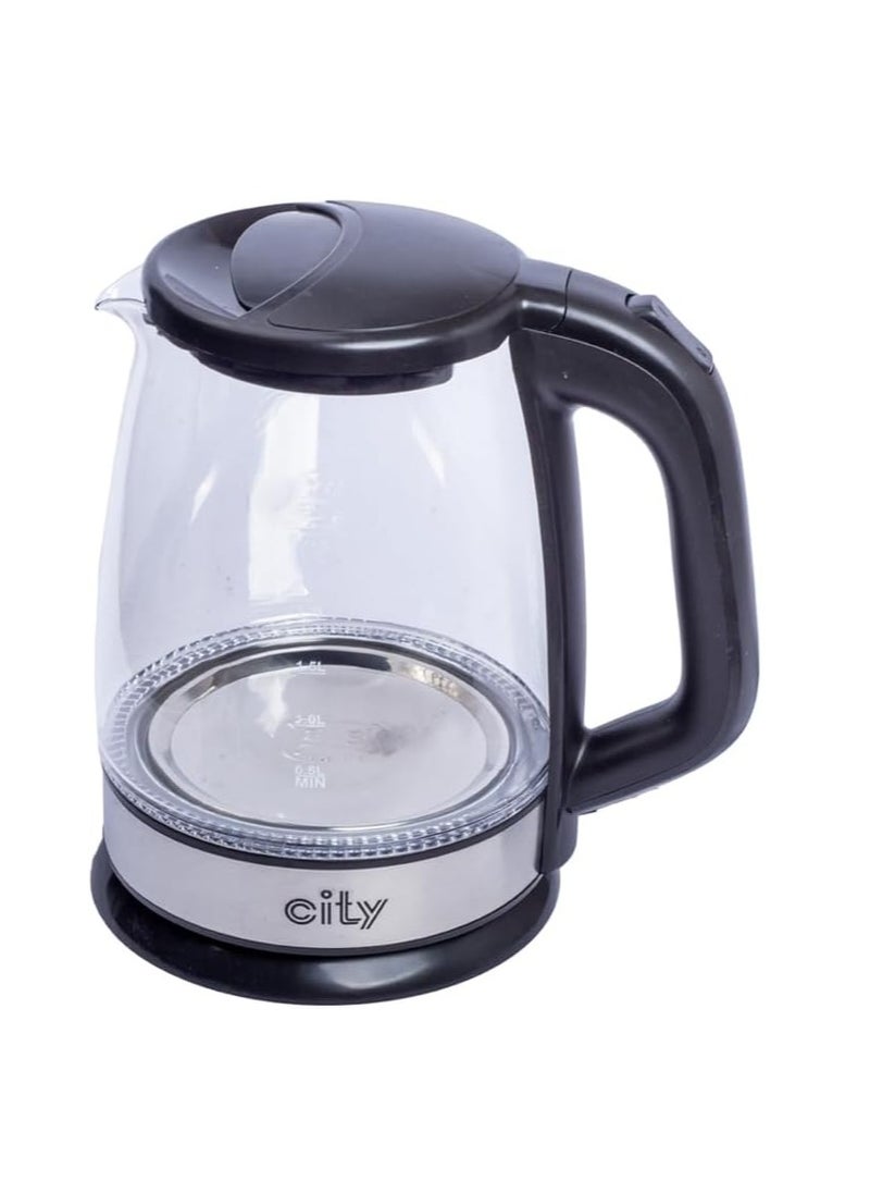 City City 2.2L Glass Electric Kettle, Black, T130137Z-001  - Image 1