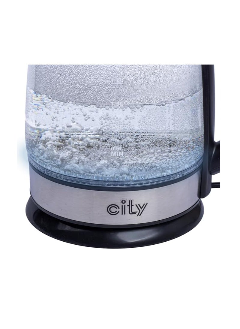 City City 2.2L Glass Electric Kettle, Black, T130137Z-001  - Image 3