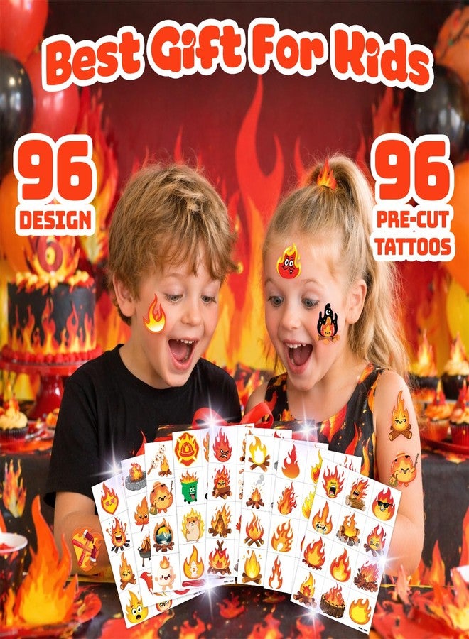 91TATTOOS 96 PCS Funny Fire Flame Pre-Cut Temporary Tattoos for Kids - Image 4