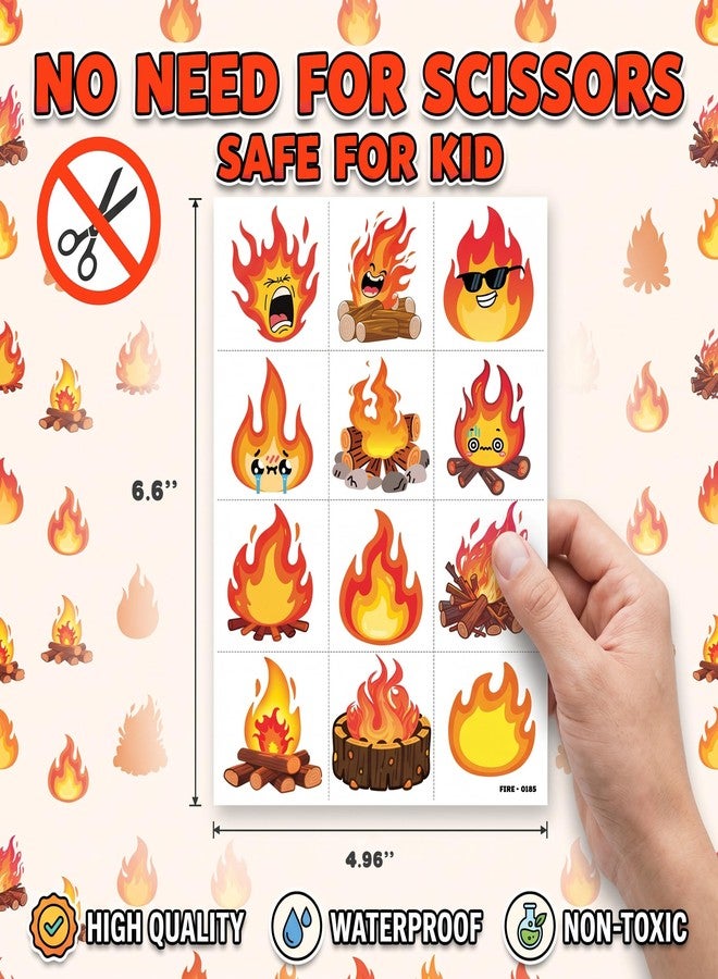 91TATTOOS 96 PCS Funny Fire Flame Pre-Cut Temporary Tattoos for Kids - Image 5