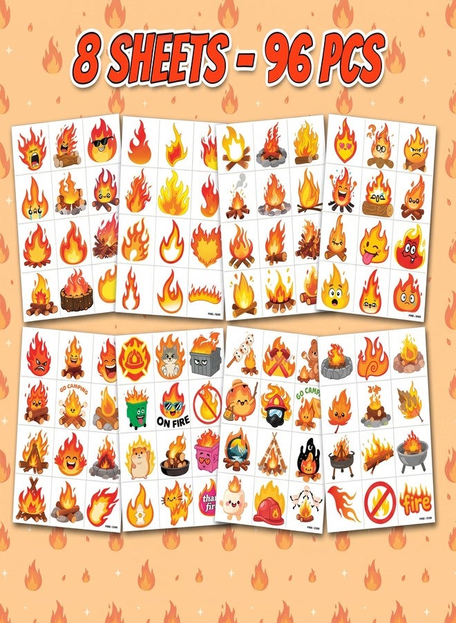 91TATTOOS 96 PCS Funny Fire Flame Pre-Cut Temporary Tattoos for Kids - Image 3