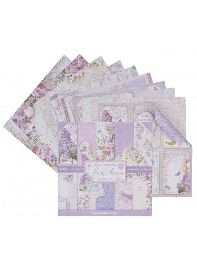 Stamperia Intl Stamperia International KFT Pack 10 sheets double face - Lilac, Multicoloured, 30.5 x 30.5 (12" x 12") - Image 1