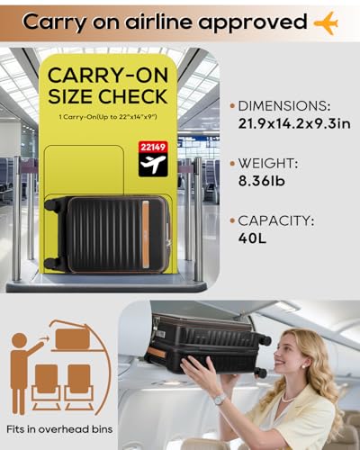 Joyway Carry on Luggage Airline Approved with Front Compartment and Cup Holder, 20 Inch Hard Shell Carry-on Suitcase with Spinner Wheels and TSA Lock for Women Men - Image 2