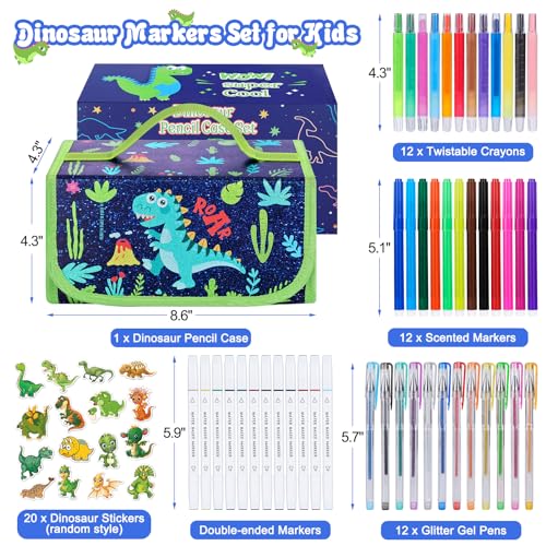 Purtarly Dinosaur Markers for Kids 48 with Pencil Case Cool Birthday Dinosaur Gifts for Boys 48PCS Scented Markers Easter Gifts for Boys 46 Coloring Pens Art Supplies Gift for Kids Ages 4 5 6 7 8 9 10 - Image 5