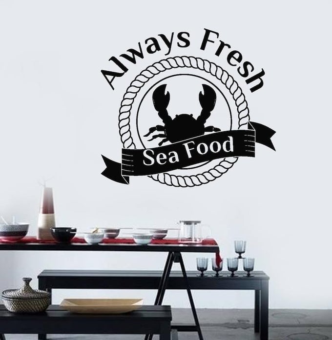 ASIAN FOOD ALWAYS FRESH SEA FOOD WALL STICKER PVC VINYL EASY TO STICK 27 X 30
