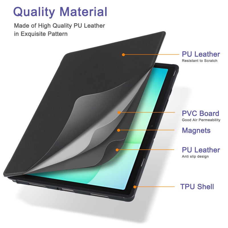 CoBak Case for Samsung Galaxy Tab A11+ Plus 11â€ 2025, Multi-Viewing Angles, All New PU Leather Folio Stand Cover with Auto Sleep Wake Feature for Samsung Galaxy Tab A11+ Tablet 11-inch, Black - Image 4