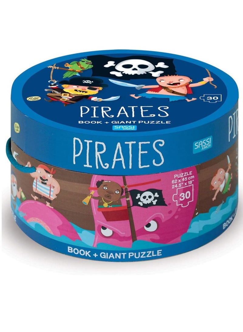 Sassi Book And Giant Puzzle Round Box Pirates - Image 1