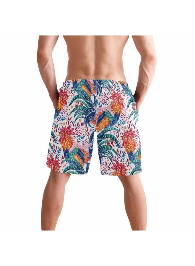 visesunny New Summer Men's Swim Trunks Quick Dry Bathing Suits Holiday Beach Short Casual Board Shorts, Funny Rooster, L - Image 2