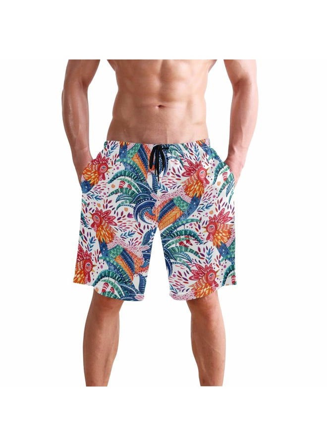 visesunny New Summer Men's Swim Trunks Quick Dry Bathing Suits Holiday Beach Short Casual Board Shorts, Funny Rooster, L - Image 1