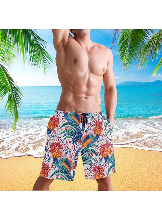 visesunny New Summer Men's Swim Trunks Quick Dry Bathing Suits Holiday Beach Short Casual Board Shorts, Funny Rooster, L - Image 3