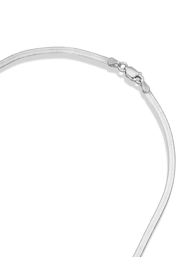 PAVOI Italian Solid 925 Sterling Silver, 22K Gold Plated Snake Chain Necklace, 3mm Italian Diamond-Cut Herringbone Necklace for Women and Men, MADE IN ITALY (18, White Gold) - Image 4