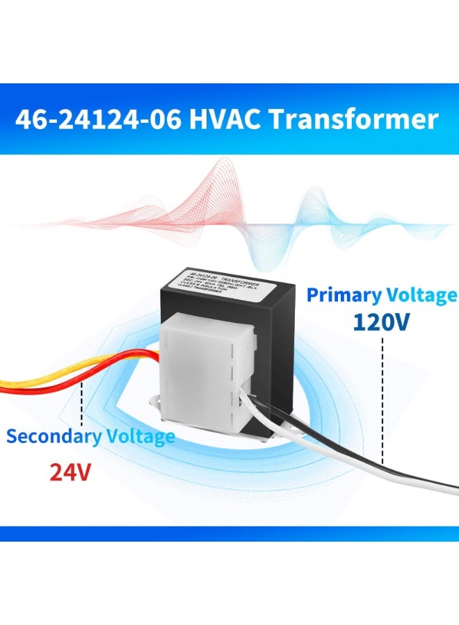 Excefore 46-24124-06 HVAC Transformer 40 Va, Control Transformer, Channel 2 Hole Mount Model Specific Furnace Transformer Leads, with 1/4 in Insulated Female Quick Connects - Image 2