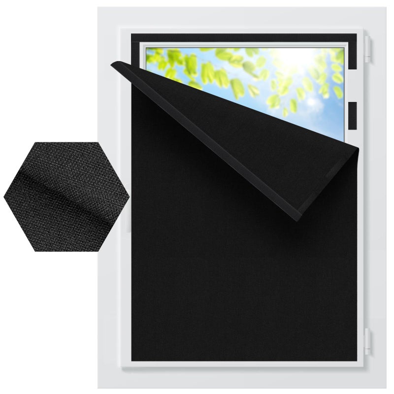 BKSAI 100 Upgraded Blackout Curtains for Bedroom RodFree HookLoop Portable Blackout Shades for Travel Black Out Window Cover No Drill Cuttable for Bedroom Nursery Media RoomBlack57 79in - Image 2